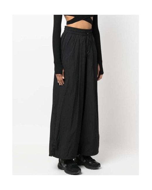 Y-3 Black Logo-Print Wide-Leg Trousers