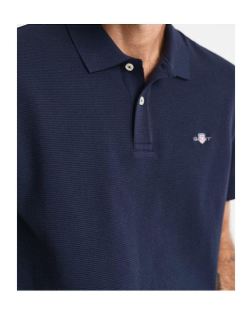 Gant Blue Logo Short Sleeve Polo Shirt for men