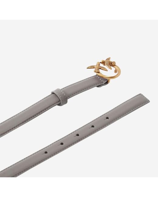 Pinko White Love Bird Plaque Buckle Belt