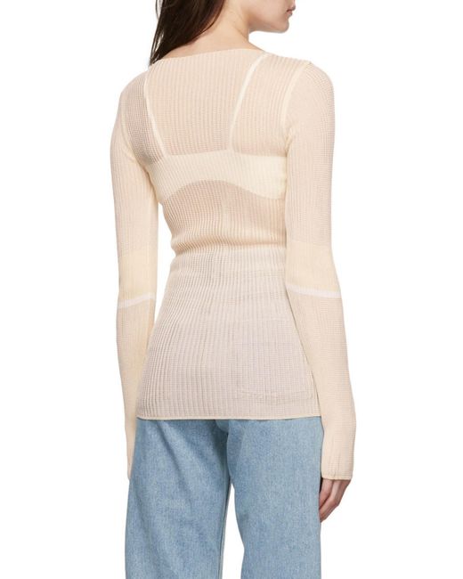 Low Classic White Boat-Neck Knitted Jumper