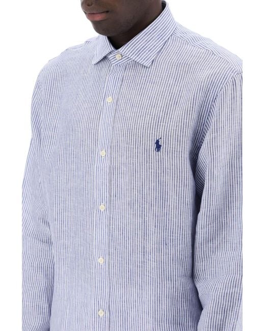 Polo Ralph Lauren Blue Pony Embroidered Long-Sleeved Shirt for men