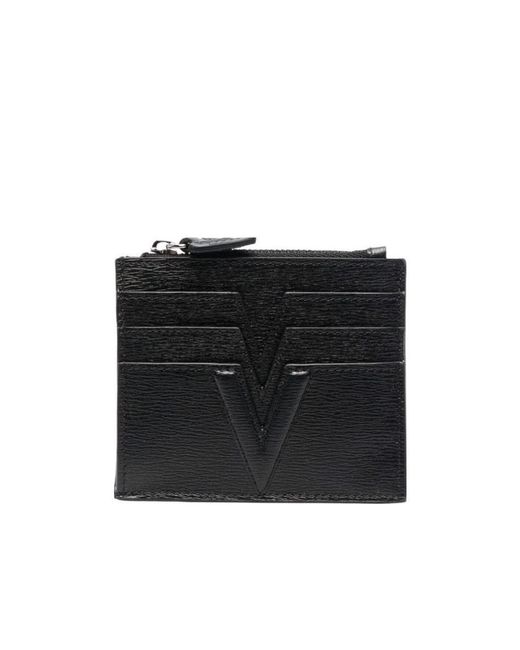 Versace Black Logo-Print Cardholder for men