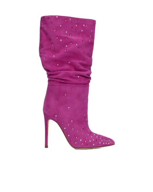 Paris Texas Purple Crystal Decorated Boots
