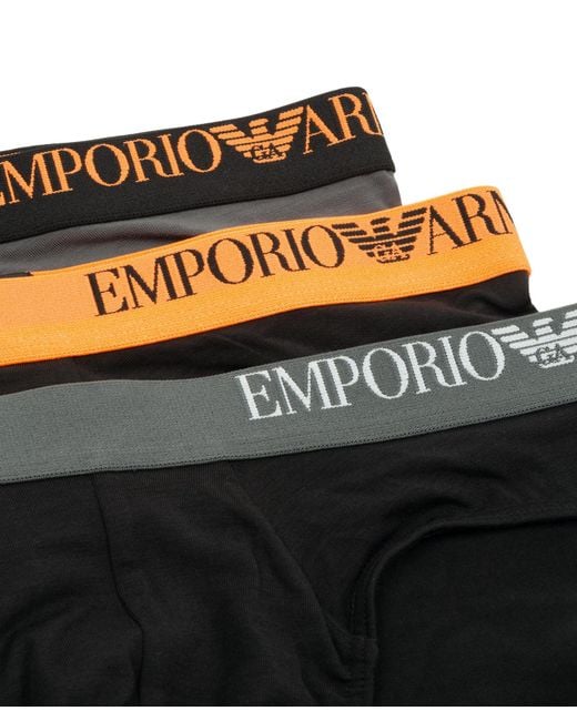 Emporio Armani Black Elastic Waist Briefs Pants 3-Piece Set for men