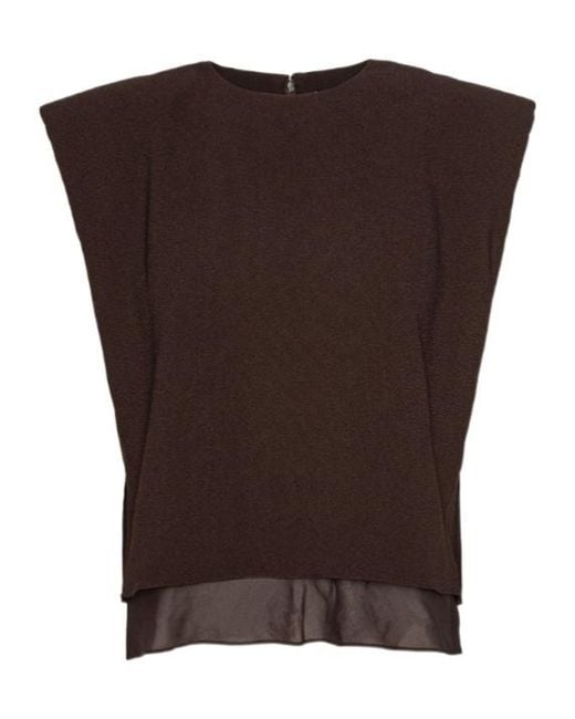 ROTATE BIRGER CHRISTENSEN Brown Two Layer Boxy Vest