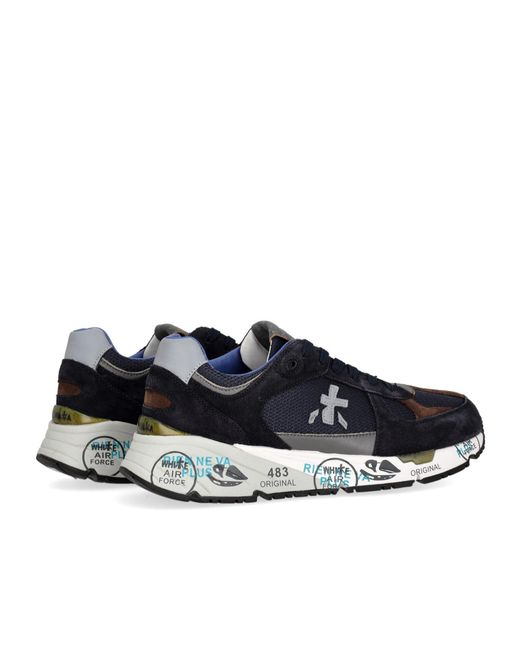 Premiata Blue Lace-Up Low-Cut Sneakers for men