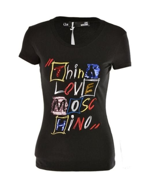 Moschino Black Letter Printed Stretch T-Shirt