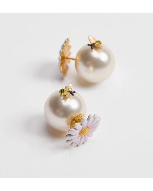 Dior White Daisy Tribales Earrings