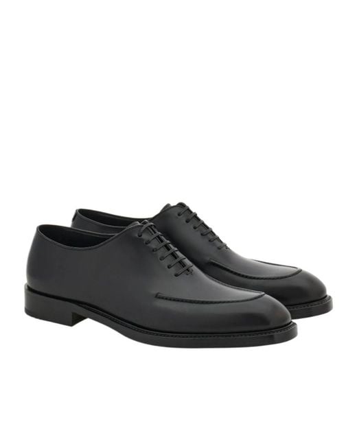 Ferragamo Black Oxford Shoe With Stitching Detail for men