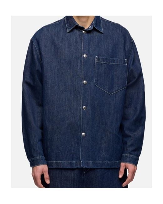7 For All Mankind Blue Patch-Pocket Overshirt for men