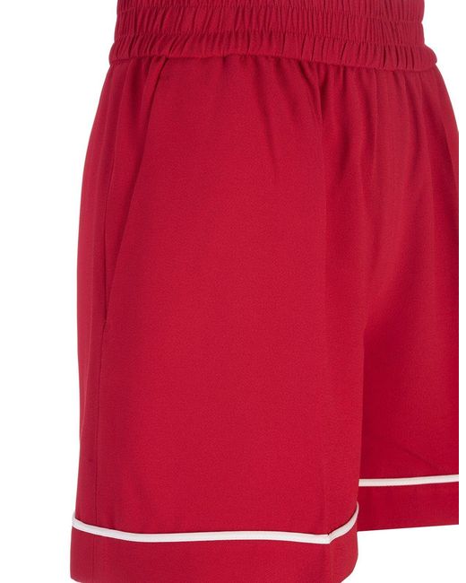 RED Valentino Red High Waist Contrasting Trim Shorts