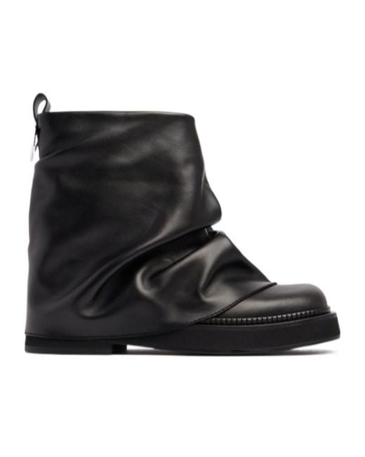 The Attico Black Rear Pull-Ring Short Boots
