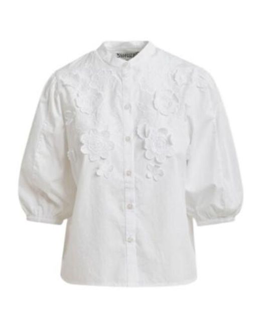 Essentiel Antwerp White Jorja Embroidered Cropped Top