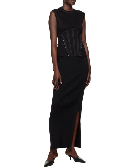 Dion Lee Black Gradient Ribbed-Knit Maxi Skirt