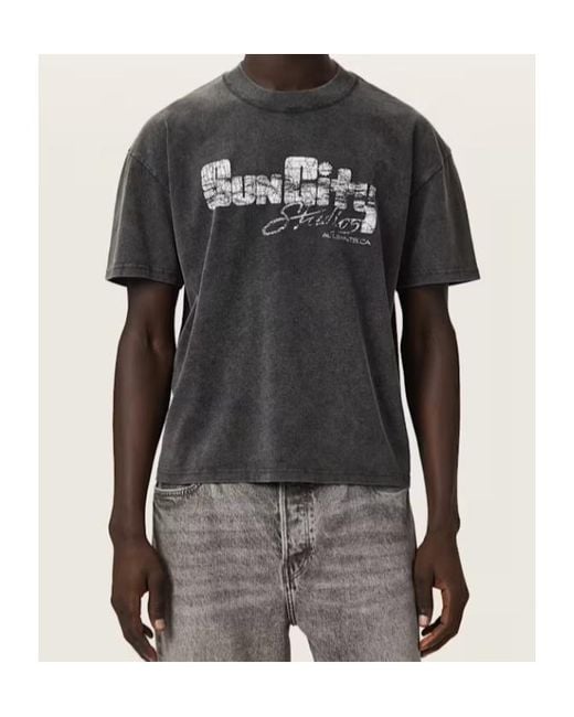 AllSaints Black Sun City Graphic-Print T-Shirt for men