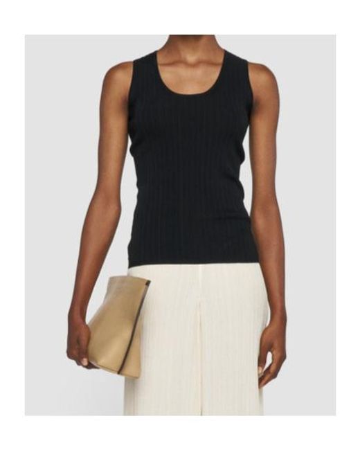 Joseph Black Keyhole Ribbed Top