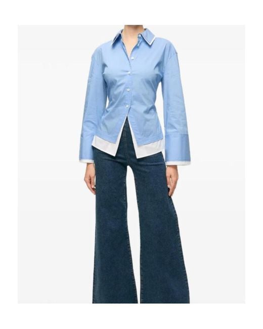 Veronica Beard Blue Bonnie Collared Shirt