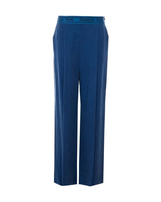 Patrizia Pepe Blue Elastic Waistband Fluid Pants