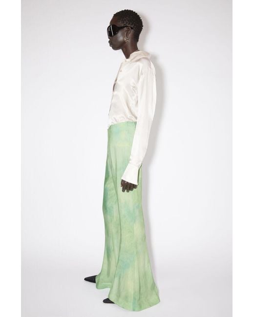 Acne Green Marbel Print Flared Pants