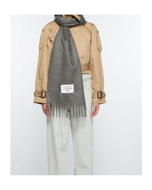 Acne Gray Fringe Scarf for men
