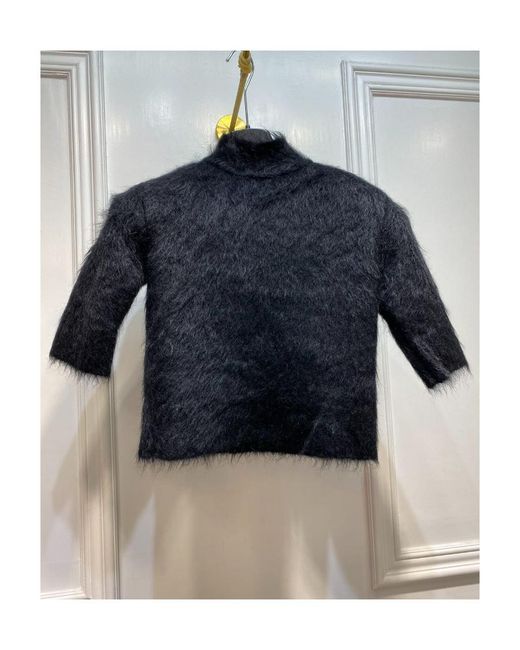 Sportmax Blue Mohair High-Neck Top