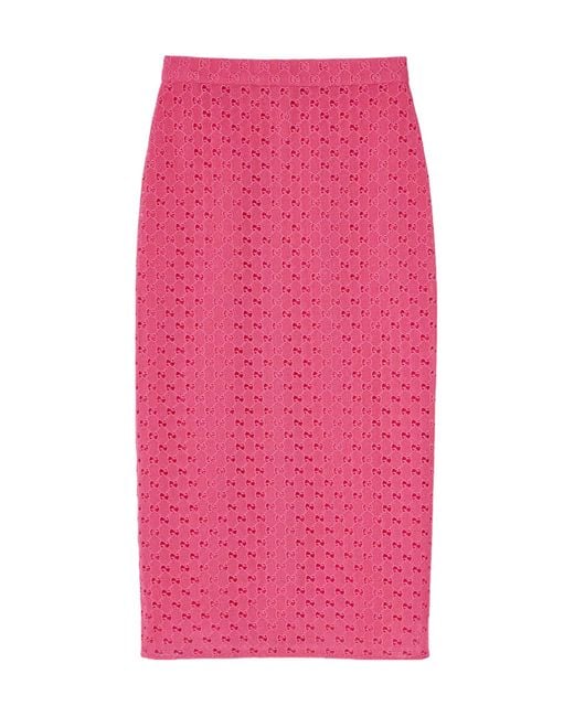 Gucci Pink Gg Macramé Skirt