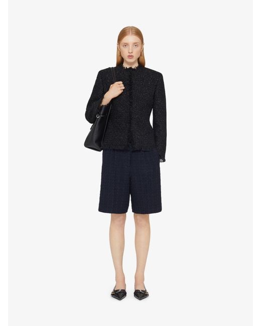 Givenchy Black Textured Frayed-Edge Jacket