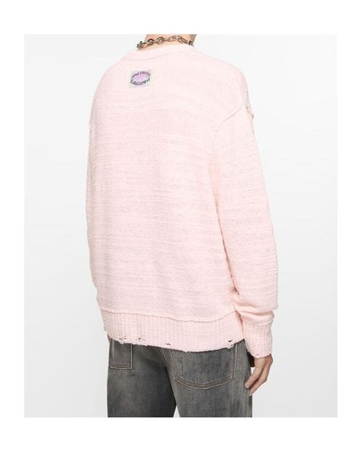 Acne Pink Crew-Neck Sweater for men