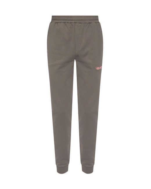 Helmut Lang Gray Logo Printed Sweatpants for men
