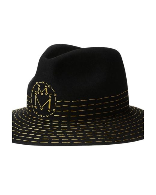 Maison Michel Black Logo Embroidered Hat