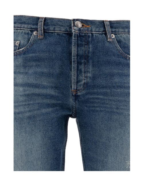 A.P.C. Blue Straight Leg Distressed Jeans for men