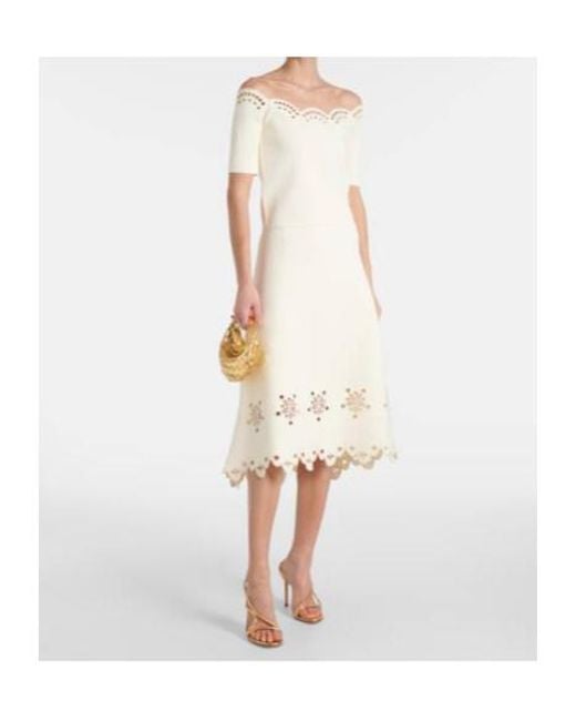 Altuzarra White Melly Fan-Shaped Crepe Midi Skirt