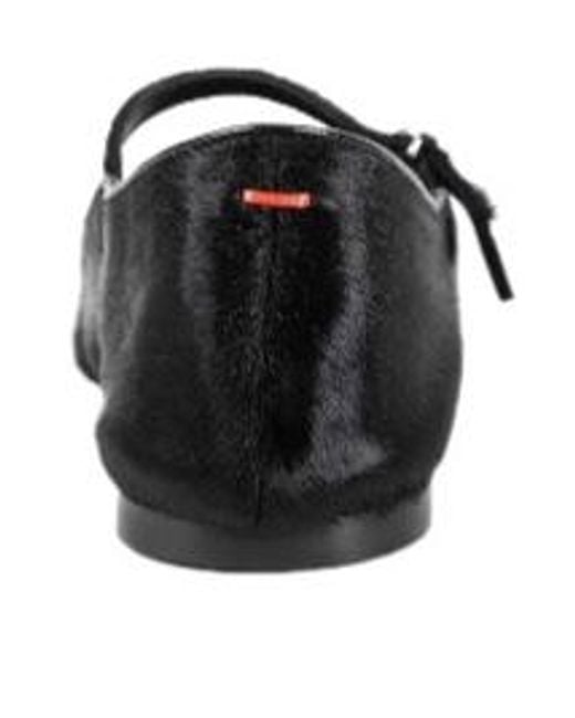 Aeyde Black Mary-Jane Pony Hair Strap Ballet Flats