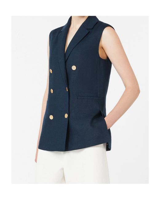 Max Mara Blue 'S Smmbird Double Breasted Sleeveless Blazer