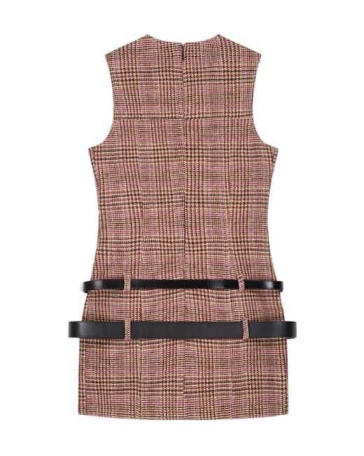 Coperni Brown Check Belted Dress