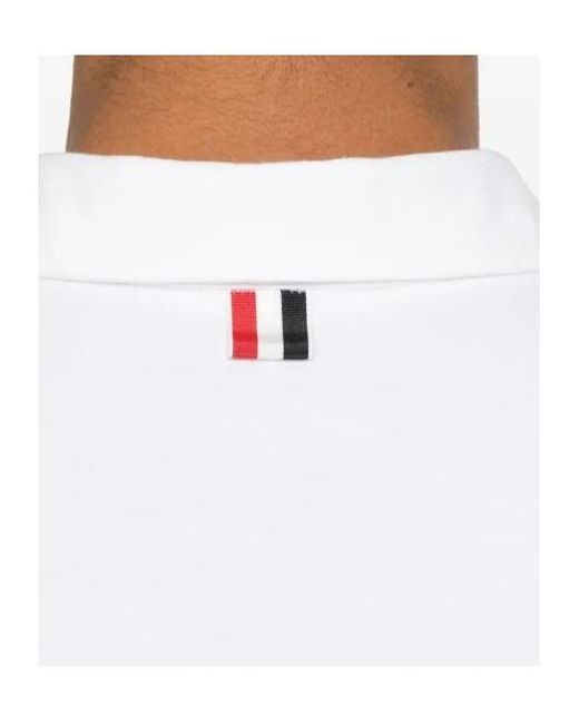 Thom Browne White Rwb Trim Short Sleeved Polo Shirt for men