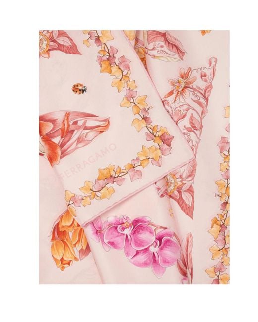 Ferragamo Pink Ferragamo Eden Shoes Printed Square Scarf