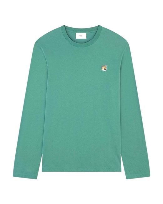 Maison Kitsuné Green Maison Kitsuné Fox Head Patch Long-Sleeved T-Shirt for men