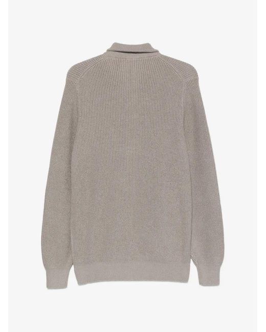 Brunello Cucinelli Gray Ribbed-Knit Zip-Up Cardigan for men