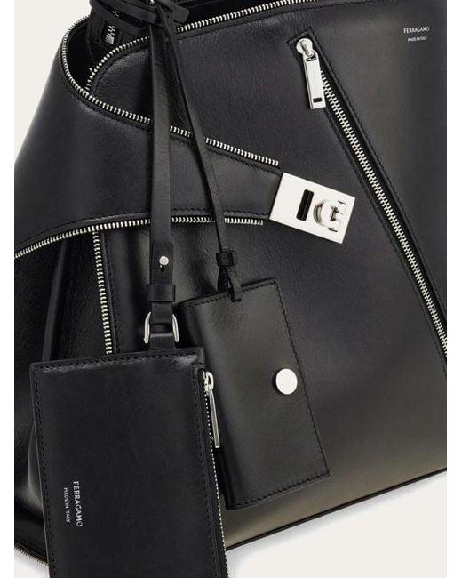 Ferragamo Black Hug Soft Shoulder Bag (L)