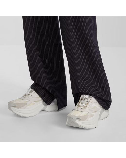 Fendi White F-Light Lace-Up Sneakers