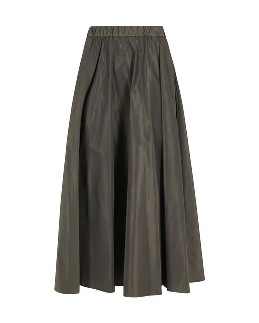 Aspesi Black Pleated A-Line Midi Skirt