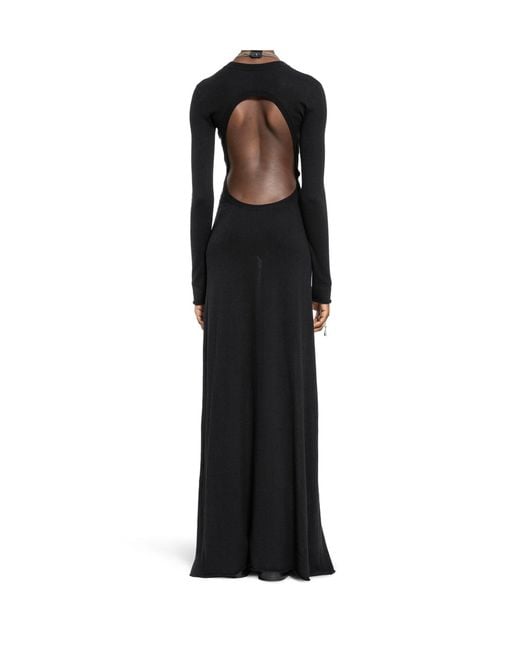 Ann Demeulemeester Black Eva Long-Sleeve Cut-Out Maxi Dress