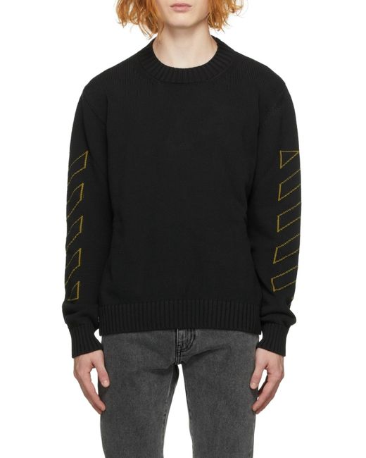 Off-White c/o Virgil Abloh Blue Ribbed-Hem Crewneck Sweater for men