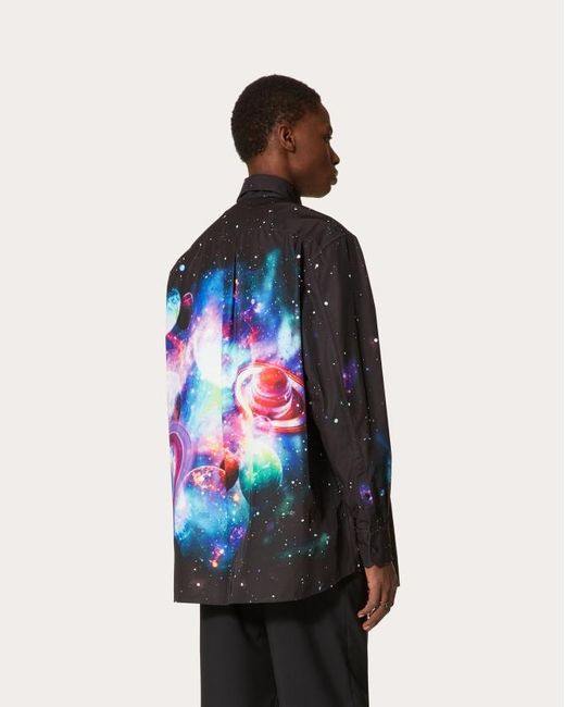 Valentino Gray Graphic-Print Long-Sleeve Shirt for men