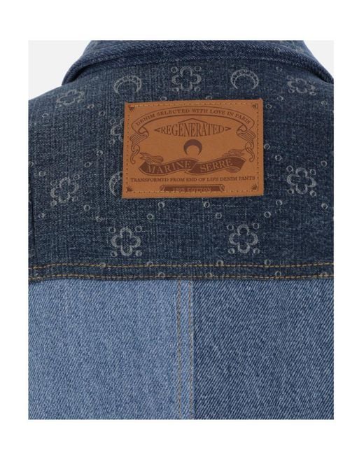 MARINE SERRE Blue Moon Printed Denim Coat