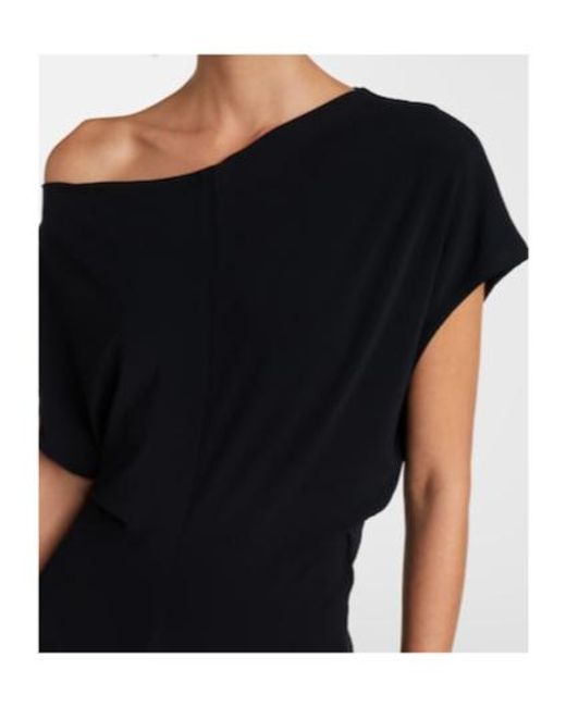 Vince Black Draped One-Shoulder Midi Dress