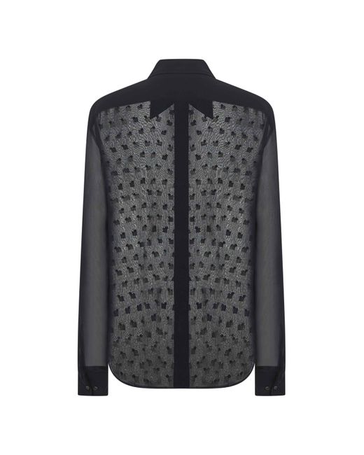Dries Van Noten Gray Embellished Curved Hem Shirt