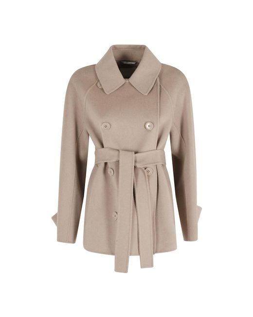 Max Mara Brown 'S Louise Double Breasted Short Belted Jacket