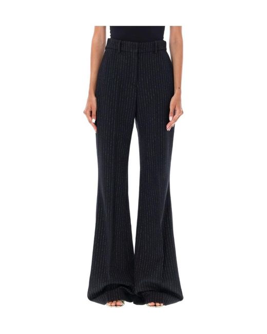 Balmain Black High Waist Lurex Striped Trousers